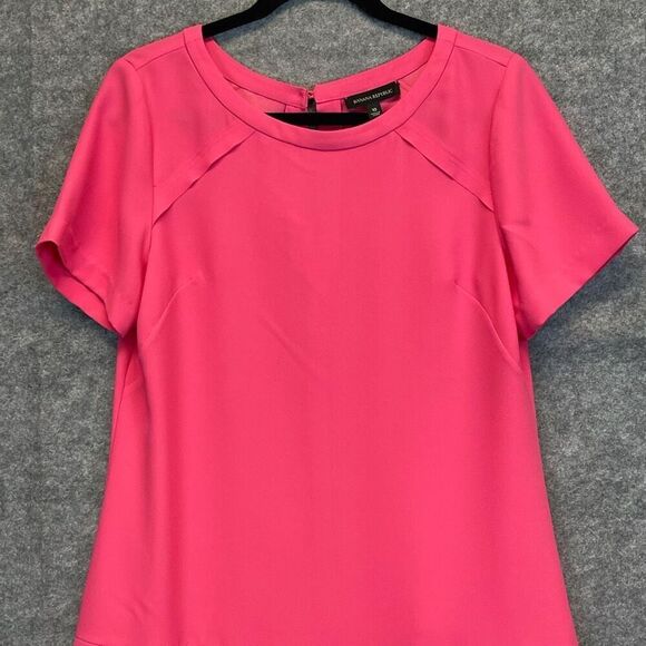 BANANA REPUBLIC Dress Size 10 Pink Flounce Shift Dressy Cocktail Party Summer - Picture 16 of 16